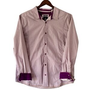 prAna Mens Lukas Slim Long Sleeve Shirt Nocturnal Red White Mens Size XL